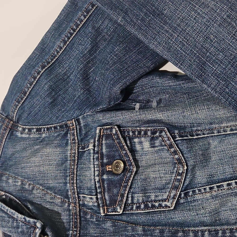 Cropped Womens Jean Jacket." Loft" Sz 0    Sz Xs - Picture 4 of 5